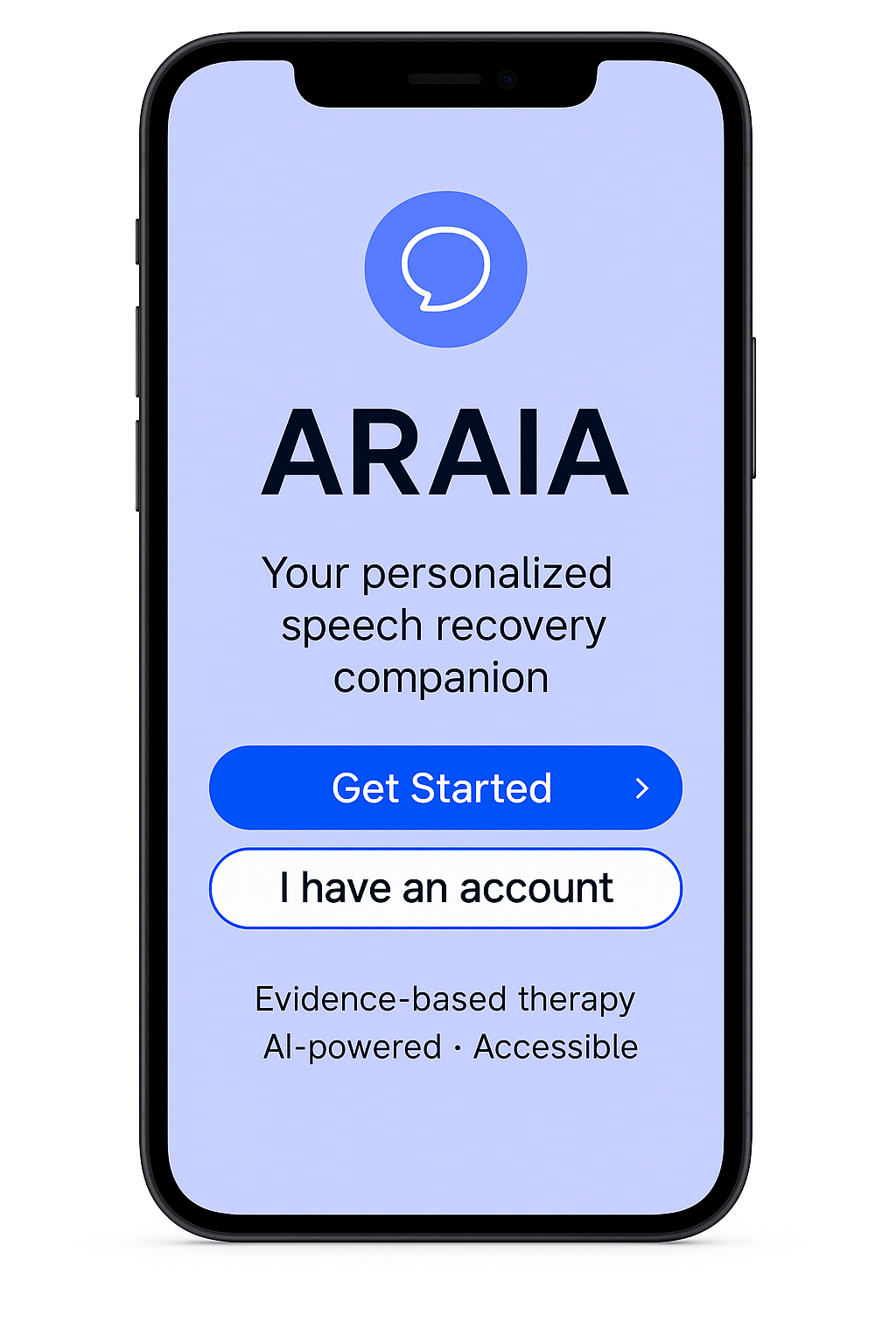 A.R.A.I.A. screen in device frame