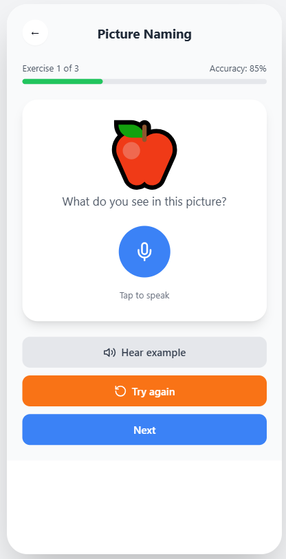 Picture naming exercise